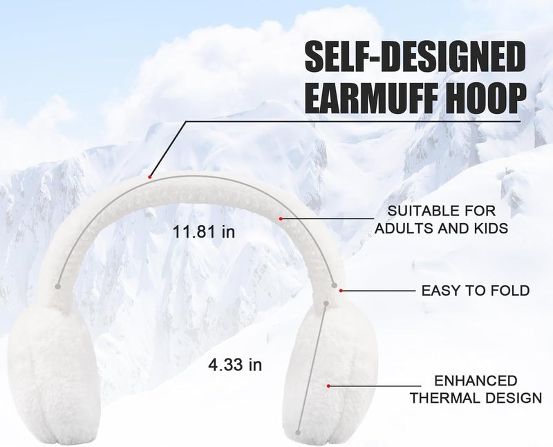 YATANAM Women Ear Muffs Winter Girls White Earmuffs Fuzzy Kids Black Ear Muff Cute Fluffy Ear Warmers Foldable Ear Covers Boy - Image 4